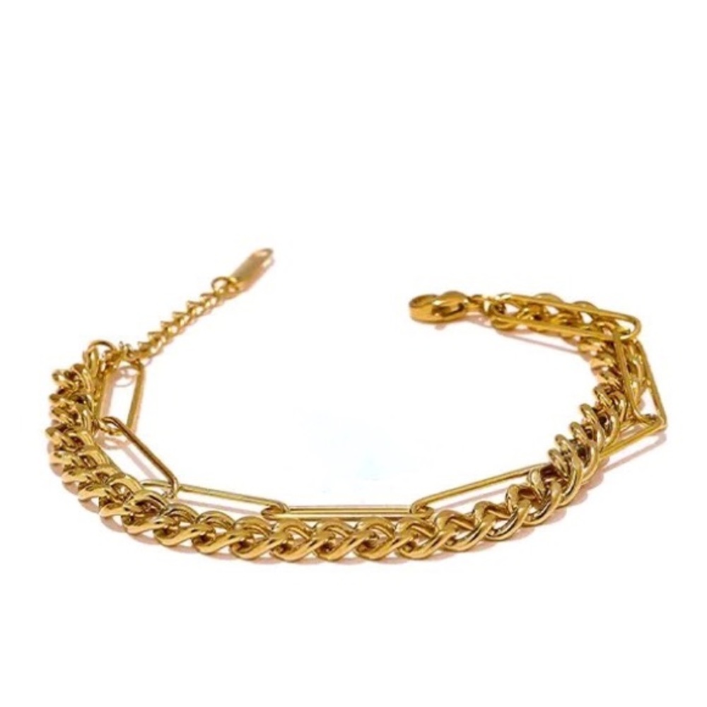 Gold Layered Chain Link Paper Clip Stacking Bracelet